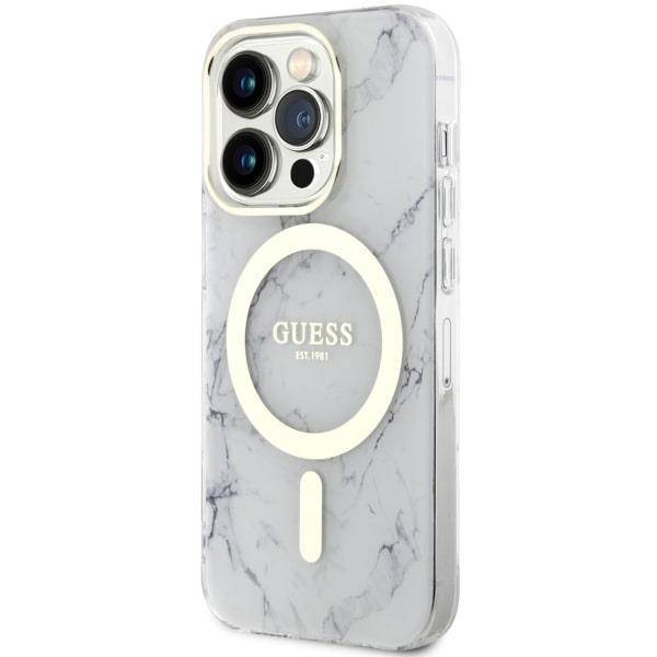 Guess GUHMP14XPCUMAH iPhone 14 Pro Max 6.7" biały/white hardcase Marble MagSafe