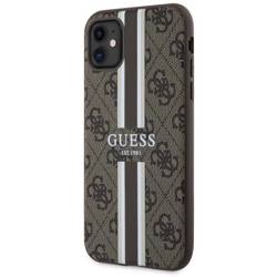 Guess GUHMN61P4RPSW iPhone 11 / Xr brązowy/brown hardcase 4G Printed Stripes MagSafe